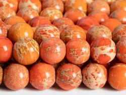 Natural stone Orange Red Imperial Jasper Beads Gemstone Loose Beads Round Shape Size Options  3/4/6/8mm for Jewelry Making