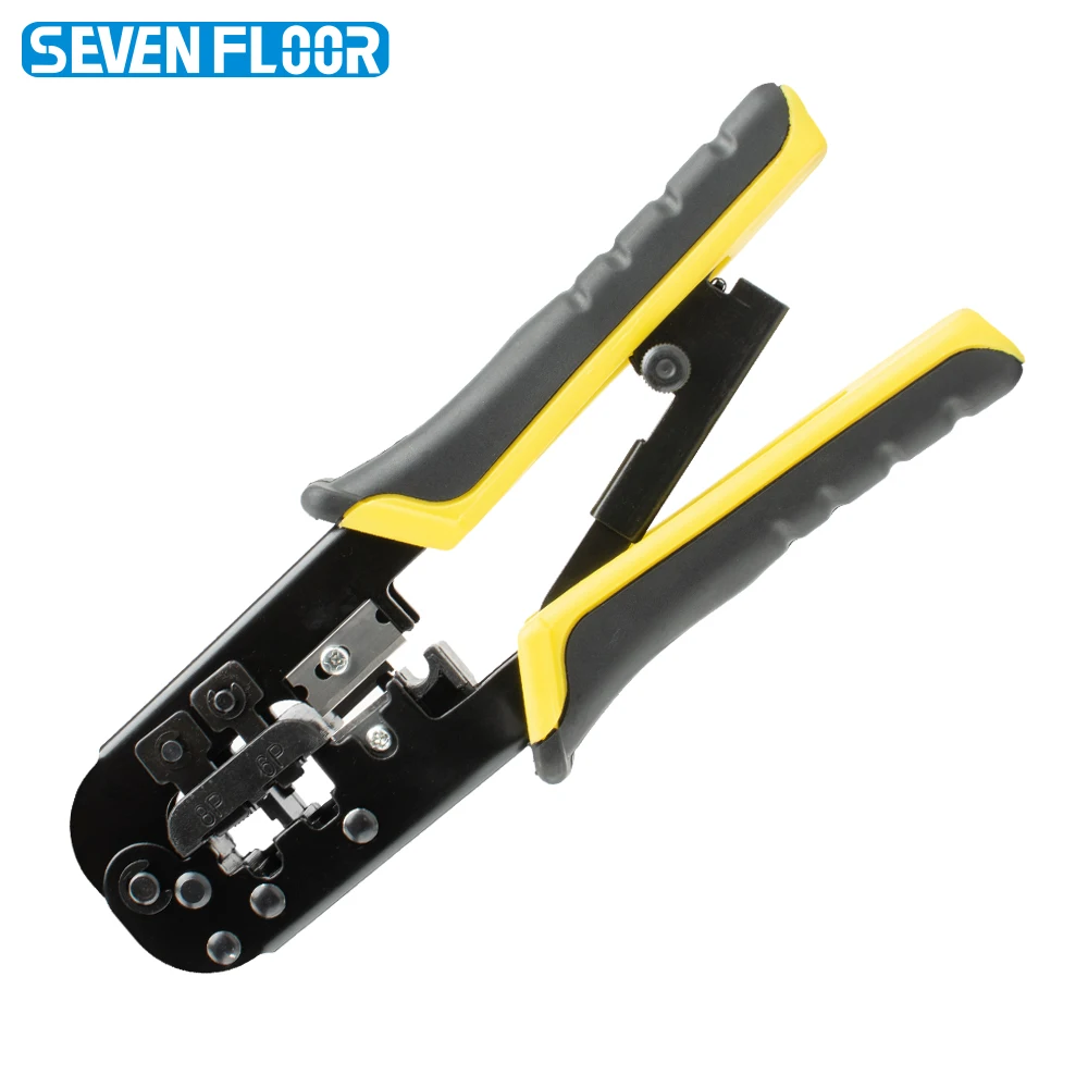 Multifunctional RJ45 Crimping Tool Ratchet Network Cable Crimper Stripper Cutter for Cat5 Cat5e RJ11 RJ12 Ethernet Telephone