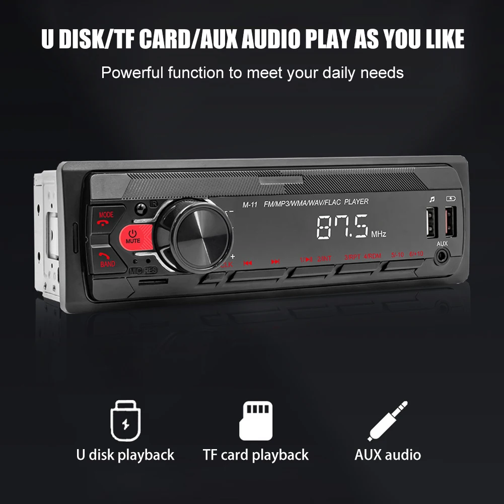 

M11 Car Radio Audio Stereo Bluetooth APP connection In-Dash Stereo Player FM Receiver Supports USB TF Card AUX Car Audio