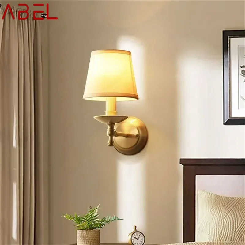 ABEL Contemporary Brass Wall Lamp American Retro LED Living Room Bedroom Study Room Hotel Villa Model Room Hall Way Aisle Ligh