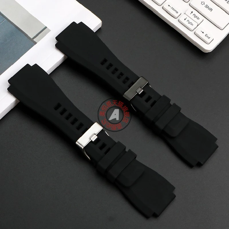 Waterproof Sports Bracelet For Bell Ross Silicone Watch Strap BR01 BR03 Black Square Watch Aviation Series Watchband 35x24mm image 5