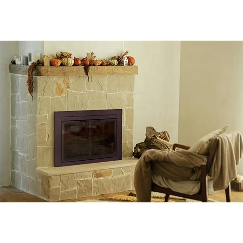 Small Oil Rubbed Bronze Glass Fireplace Doors Masonry Fireplaces Energy Efficient Bifold Style with Easy Grip Handles and Hidden