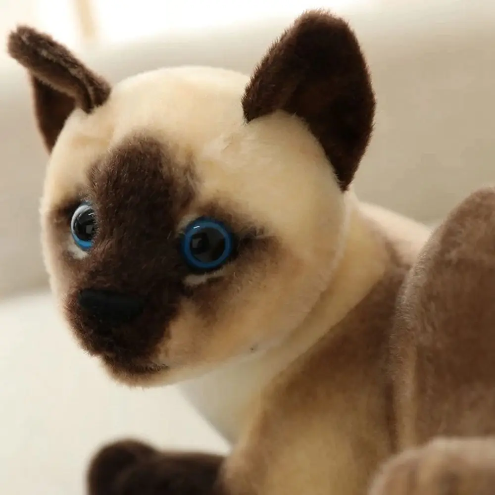 Doll Home Decor Cartoon Animal Pillow American Shorthair Siamese Cat Plush Doll Stuffed Lying Cat Simulation Cat Pet Toys