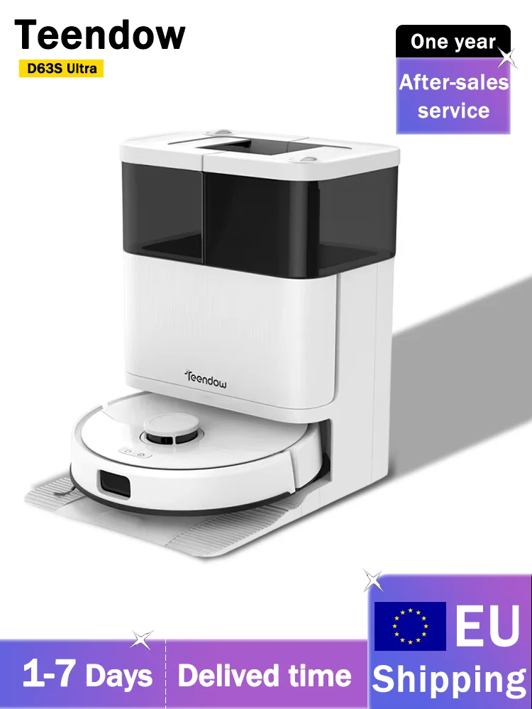 Teendow D63S Ultra Robotstofzuiger en -dweil, 10KPa Superzuigkracht, Randreiniging, Automatische dweilwas- en droogfunctie, Zelfreinigend, 160 minuten gebruiksduur - afbeelding 2
