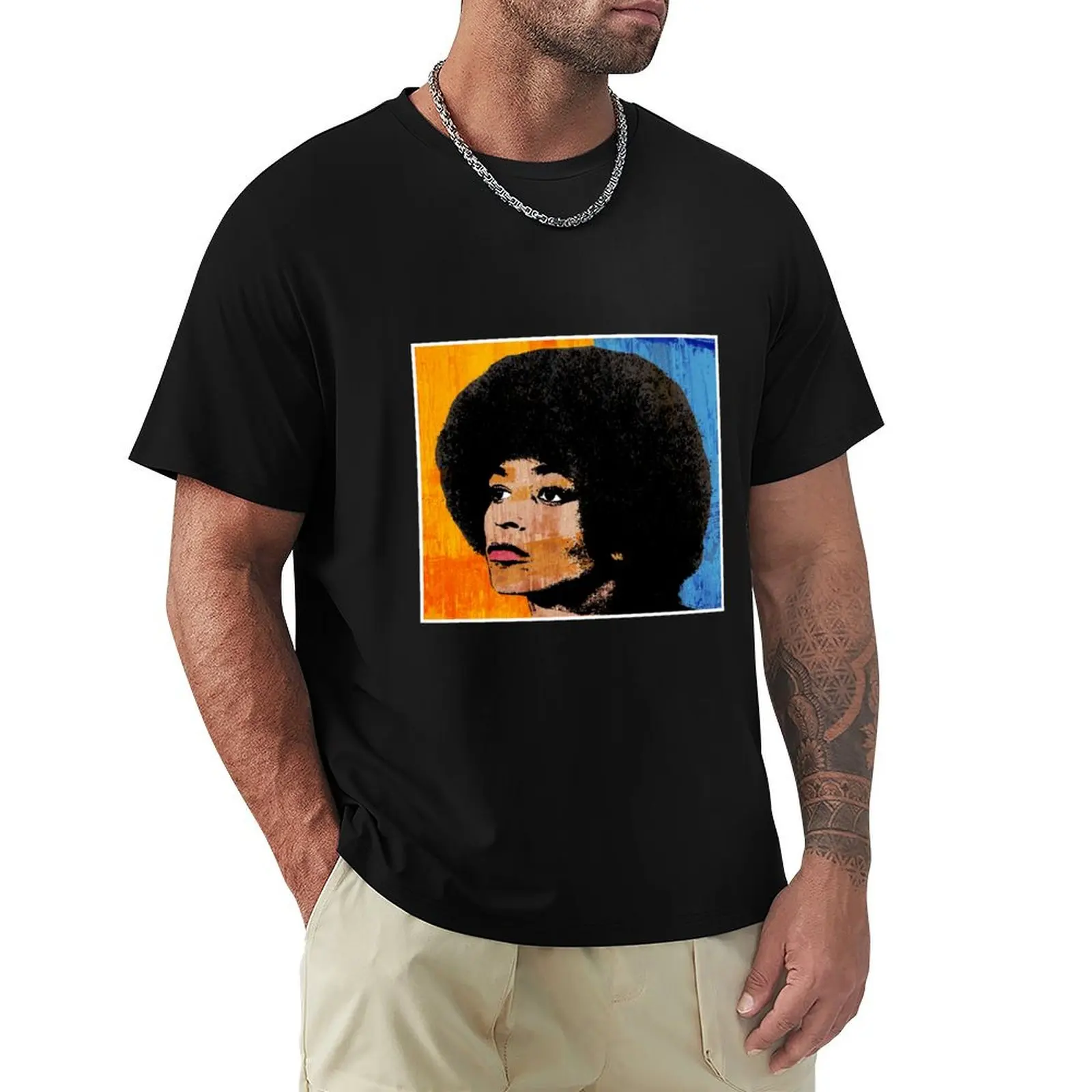 

ANGELA DAVIS (COLOR) T-Shirt Art Pattern Printed Casual Top