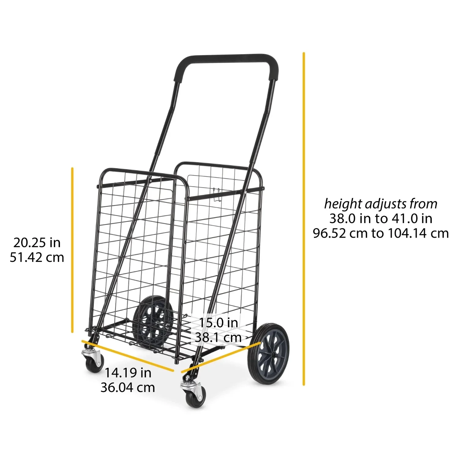 Adjustable Steel Rolling Utility Cart Transports Items and Folds Flat for Easy Storage