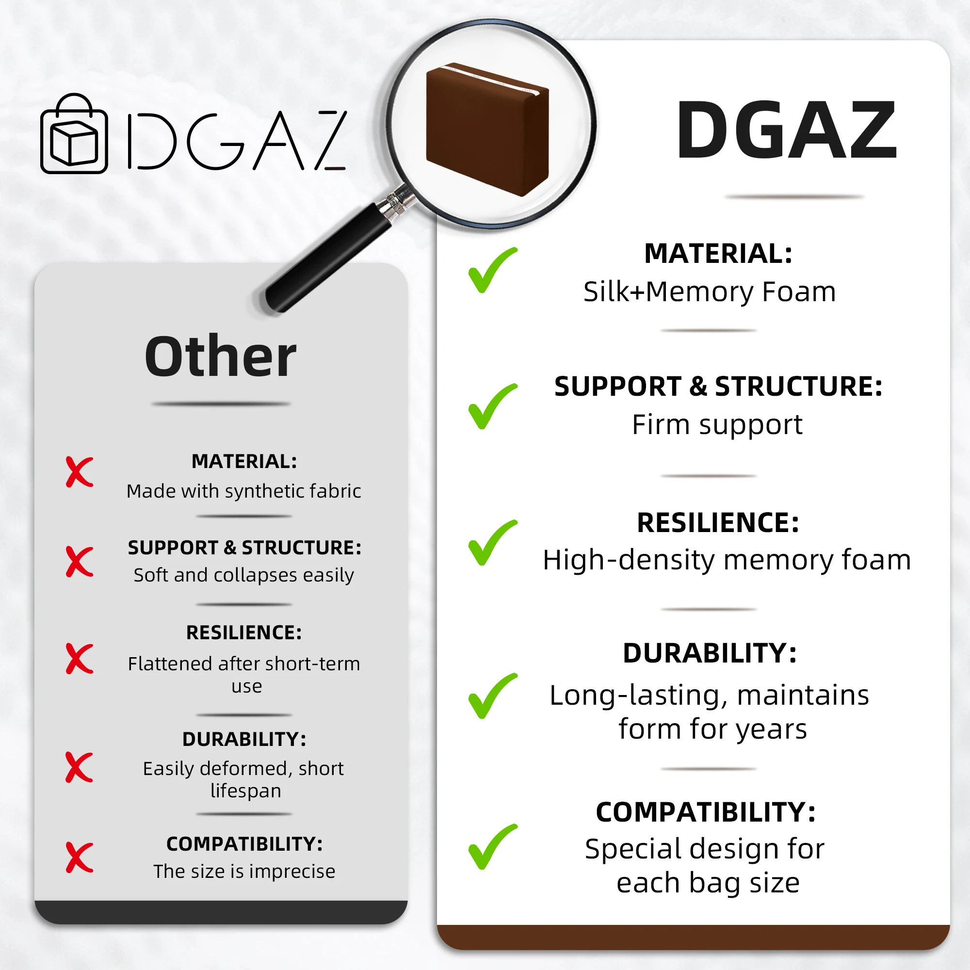 DGAZ Purse Pillow Shaper Insert For Dior Booktote Bags,Luxury Handbag Tote Shapers, Memory Foam view 6
