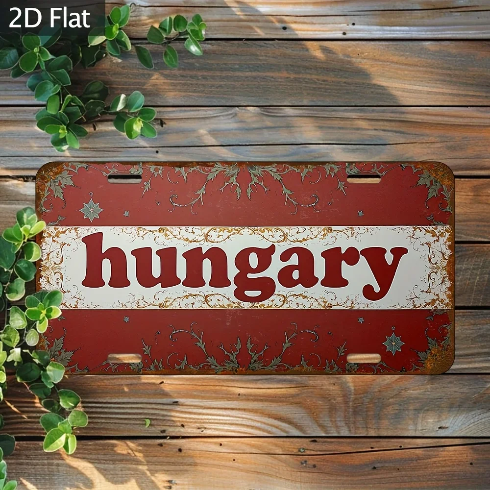 2D Flat, Retro Industrial Metal Wall Plate - Red & Golden Snowflake Worn Patina - 12x6 Inch Vintage Décor Suitable for Christ