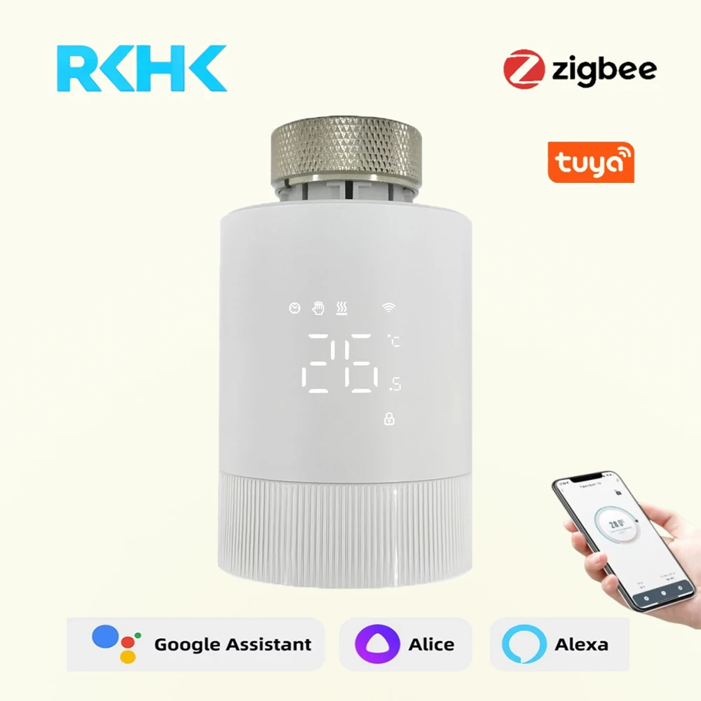 

Tuya Smart ZigBee 3,0 TRV Приводной клапан радиатора Термостатический клапан радиатора Контроллер температуры Поддержка Alexa Google Home