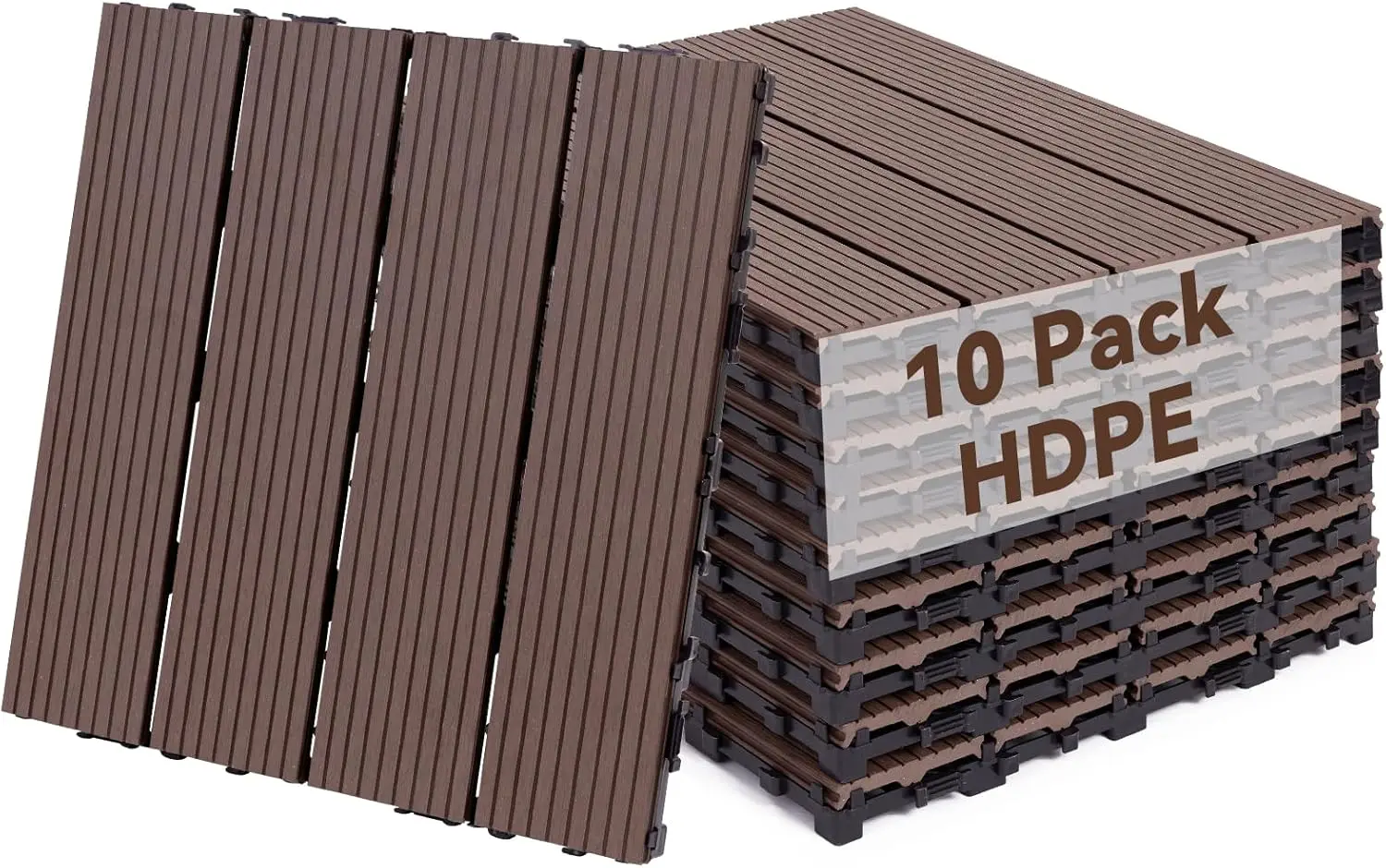 

Композитные плитки для террасы с замковым соединением, 10 шт., 12x12 дюймов, прочные плитки из HDPE для улицы