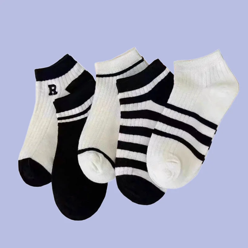 Chaussettes en coton dépistolet ant pour femmes, chaussettes à lettres jacquard, absorbant la transpiration, chaussettes respirantes d'été, nouveau, 5/10, 2024 paires