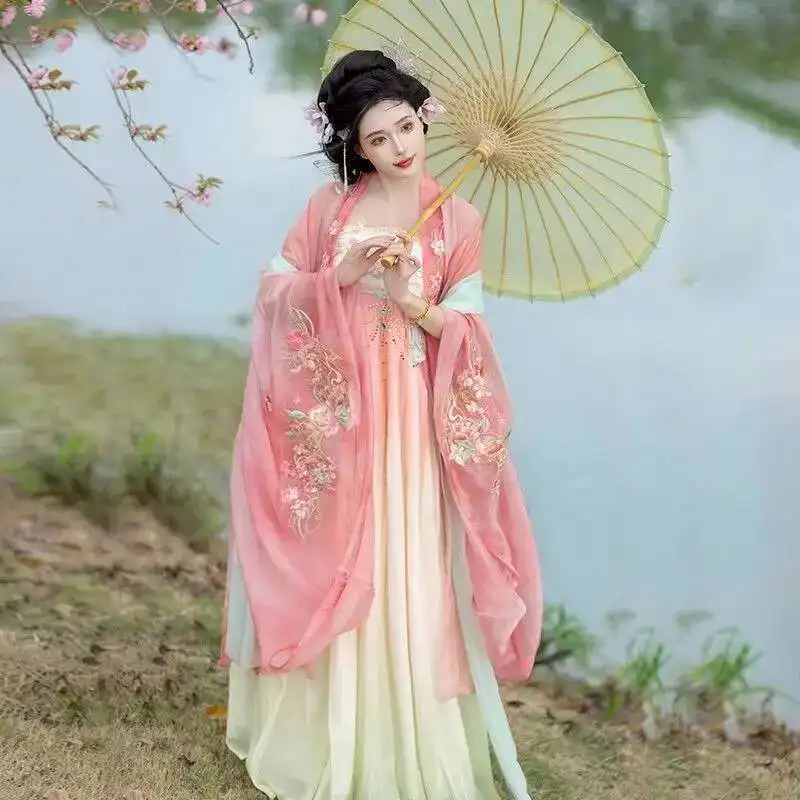 

Summer New Hanfu Pink Chest Length Dress Set, Gentle Style, Gentle Photography, Film And Television Styling
