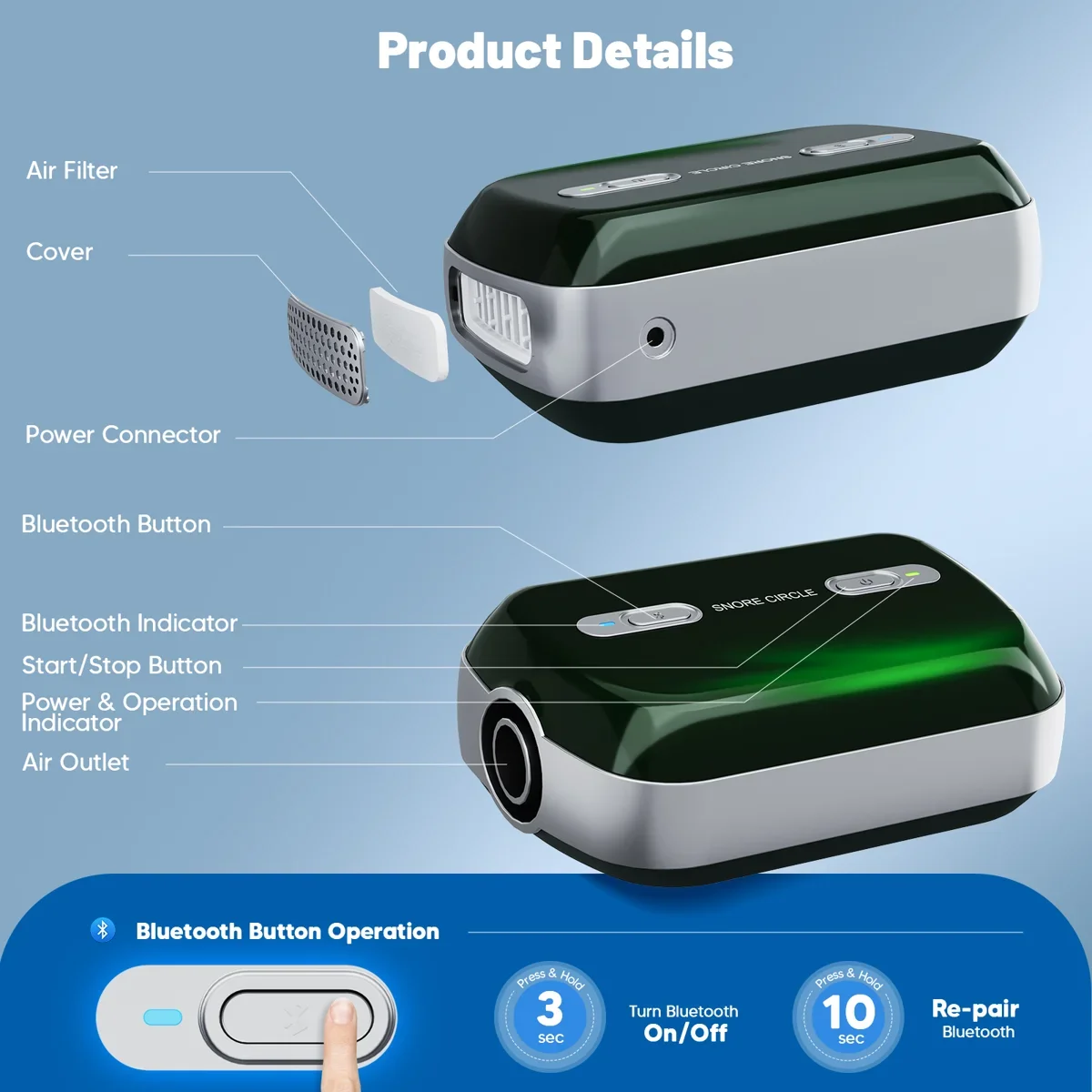 Resoxy Portable Auto CPAP Machine for Sleep Apnea Anti Snoring OSA Respirator with CPAP Mask Carry Bag Travel Mini Ventilator - Image 6