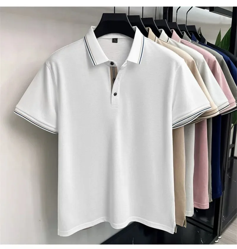 Summer men's new short sleeved T-shirt, lapel, business casual loose T-shirt, high-end polo shirt