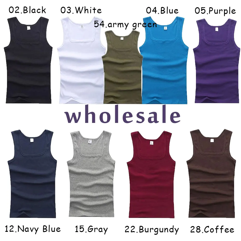 Men Tank Tops Casual Sleeveless Tees Summer Plus Size Men Clothing Solid Color Singlets Sleeveless Fitness Male Vest