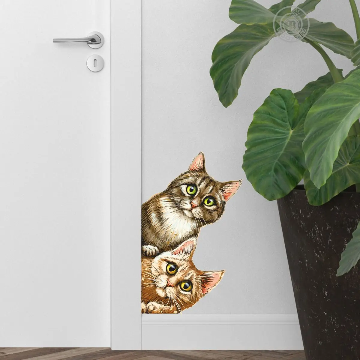 Two Curious Cat Wall Stickers Decals for Walls Windows And Doors Cat Theme Home Decor B122