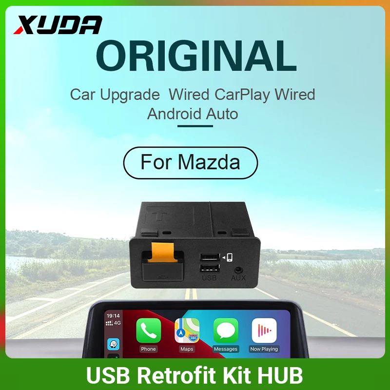 XUDA New Wireless CarPlay Android Car Adapter, Dual UBS Hub, OEM for Modified Mazda 2 3 5 CX3 CX5 CX8 CX9 MX5 FIAT