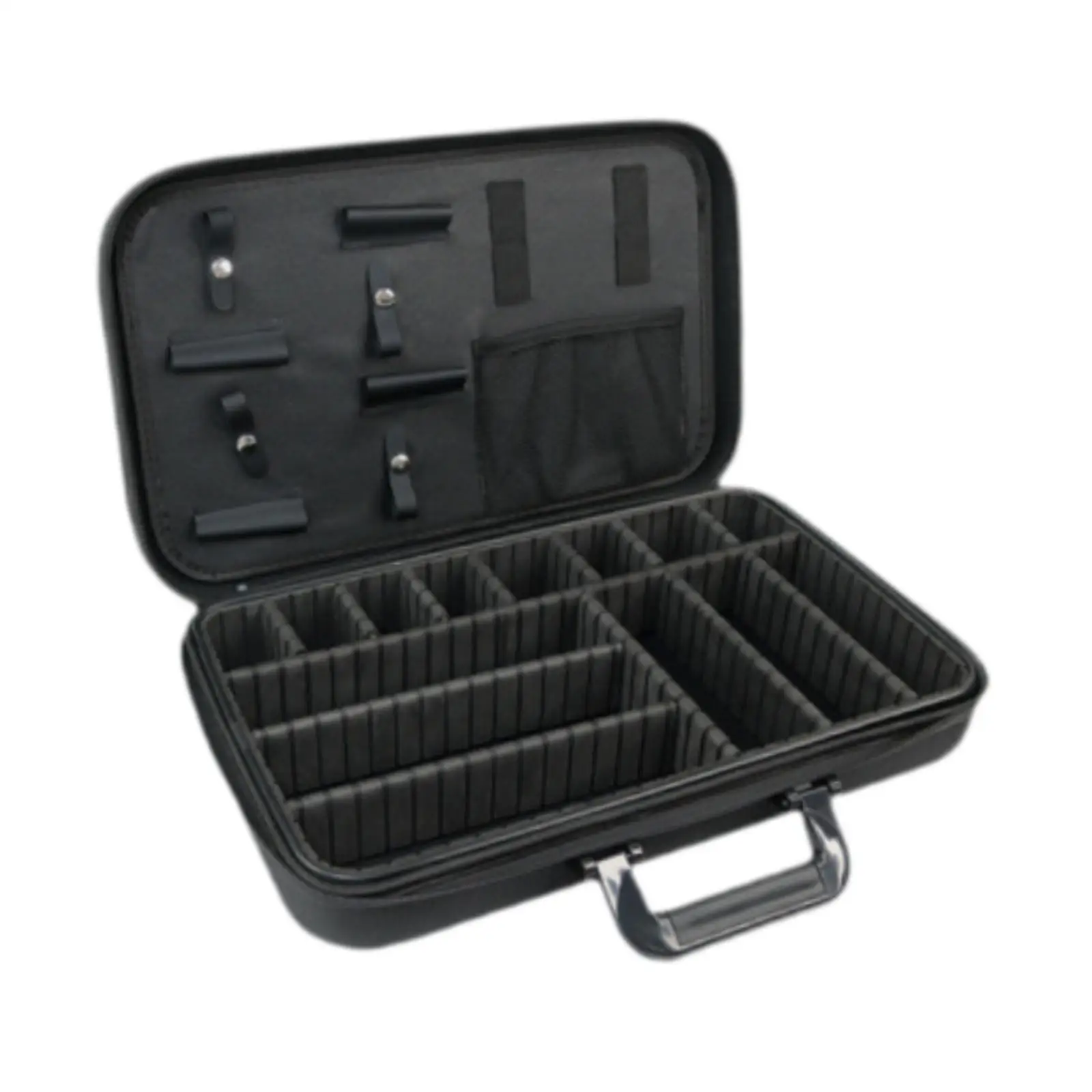 Hairstylist Traveling Bag for Scissors Black Oxford Cloth Barber Organizer with Handle and Removable Partitions for Salon Work