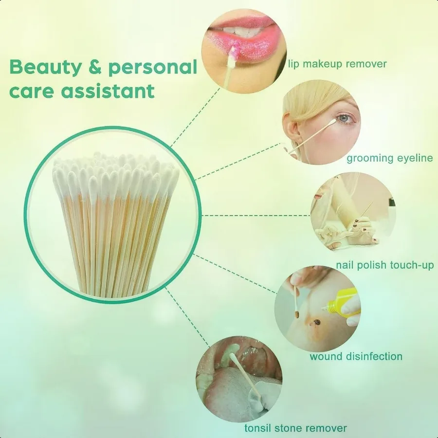 Tamponi di cotone in bambù 1000 Bastoncini di cotone biodegradabili Bastoncini di bambù ecologici Tamponi di cotone in legno per il trucco Pet cle