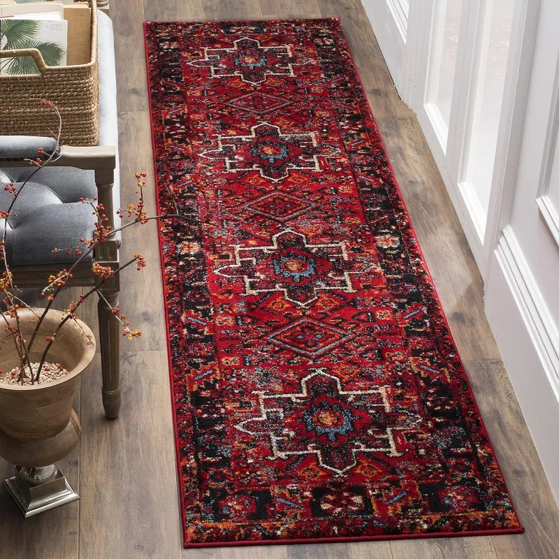 Bohemia Runner Rug Vintage Collection Persian Design Geometry Print Long Carpet for Living Room Bedroom Hallway Non-Slip Carpet