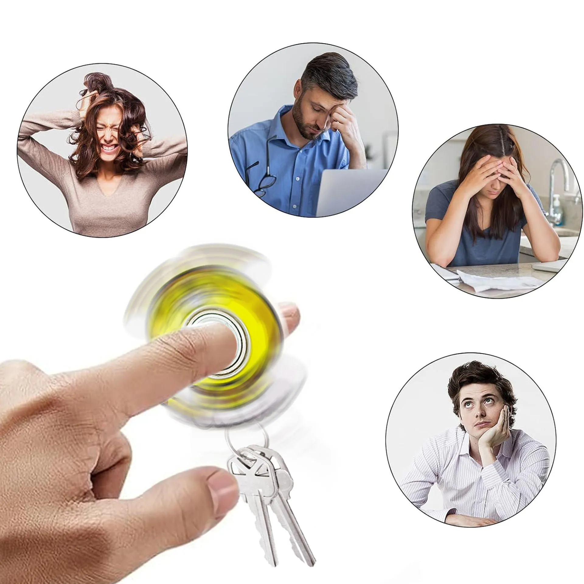 تململ سبينر الإجهاد الإغاثة المفاتيح قلادة الكبار المحمولة ADHD التوحد الغزل الدوران EDC الإصبع اليد سبينر لعبة