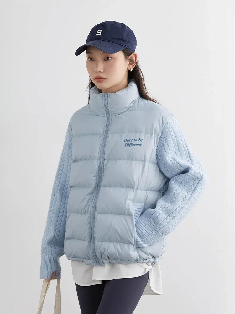 شيك فين النساء أسفل معاطف الكورية تقسم الوقوف طوق عادية أسفل السترات الإناث ضوء الملابس الدافئة خريف شتاء جديد 2025