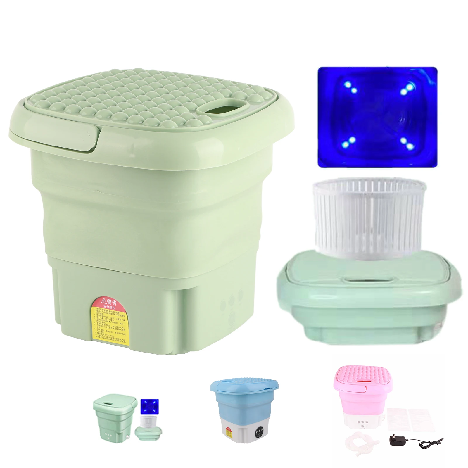 غسالة قابلة للطي محمولة 3 أوضاع للتنظيف العميق نصف غسيل أوتوماتيكي وغسالة تفريغ قابس أمريكي 110-240 فولت