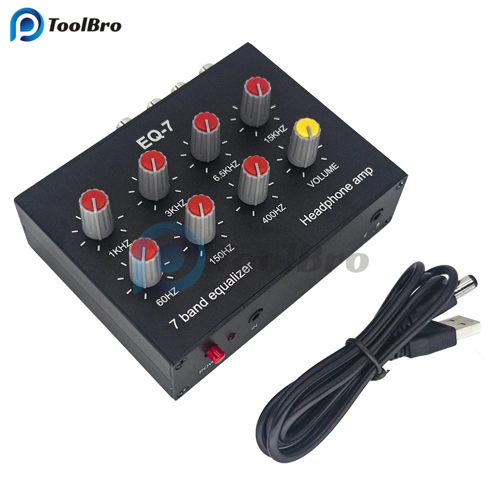 Imagem -04 - Audio Eq7 Audio Signal Preamplifier Band Equalizer Ajustar High School Bass Sound Phone Computer Headphone Amplifier