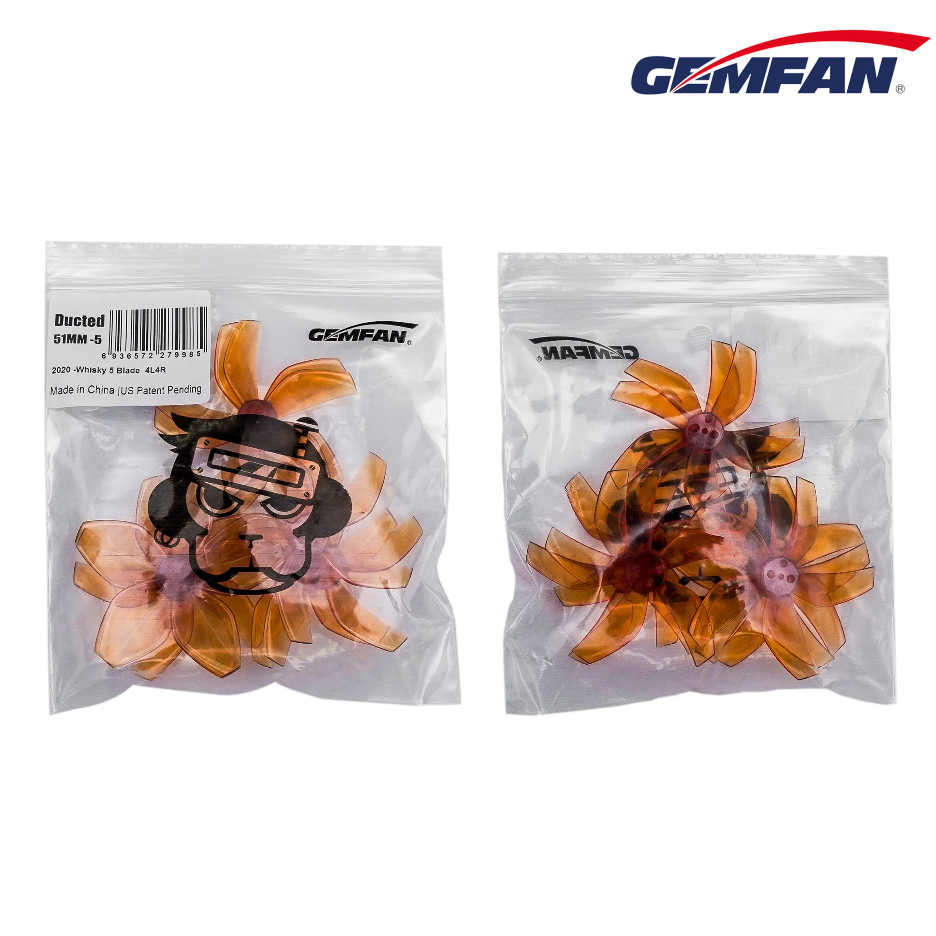 Gemfan D51-5 51mm Ducted 5-Blade Props (4Pairs), 1.9 Pitch, 1.5mm Shaft