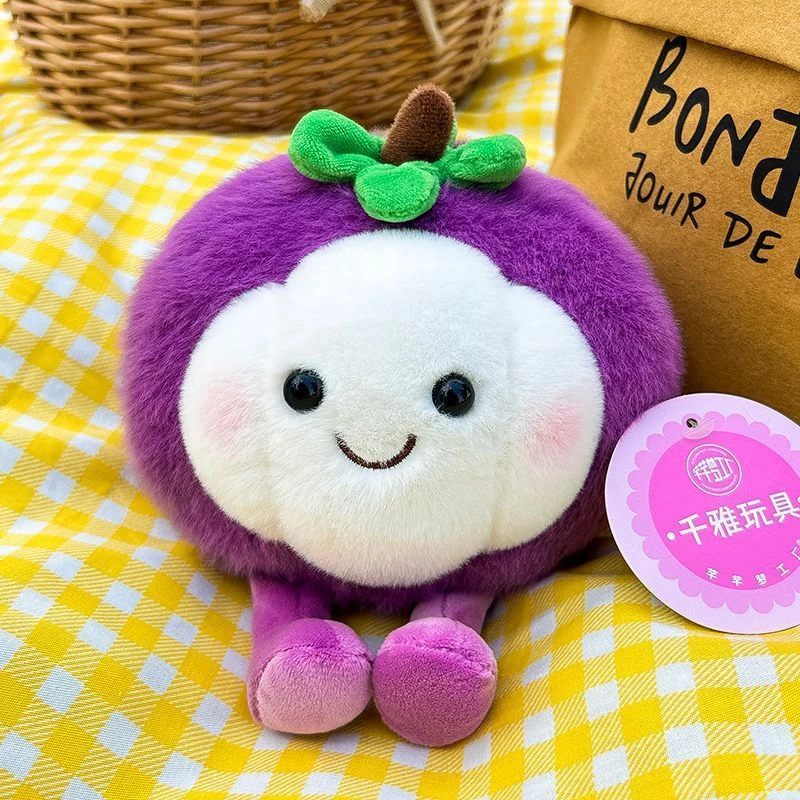 Jouet en peluche de fruits Durian mangosteen de 14CM, décoration de bureau, poupée de fruits apaisante pour le cadeau d'anniversaire de votre enfant