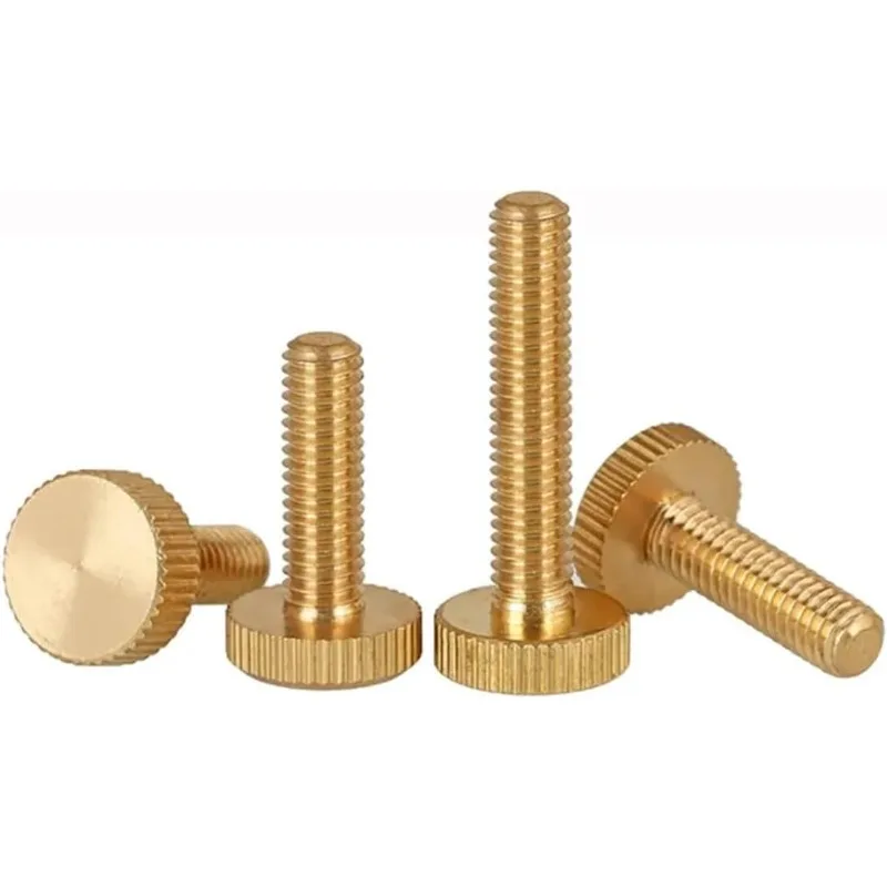 5pcs Brass Hand Screw Flat Head Knurled Hand Bolt M3*10mm Hand Tighten Twist Screws Grip Knobs Fasteners for Home Electronic