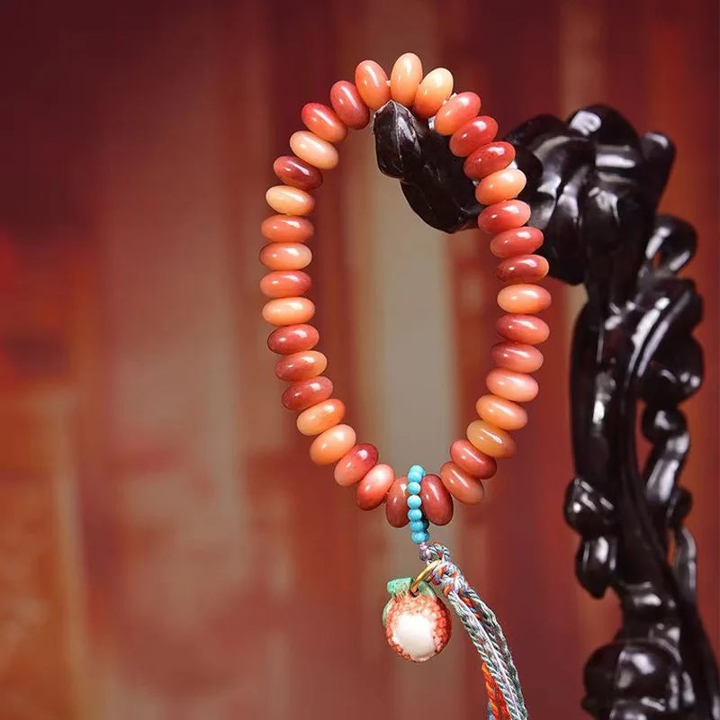 Natural semi-blood camel bone bead bracelet, Buddhist , agate, dzi beads, Kintsuke accessories