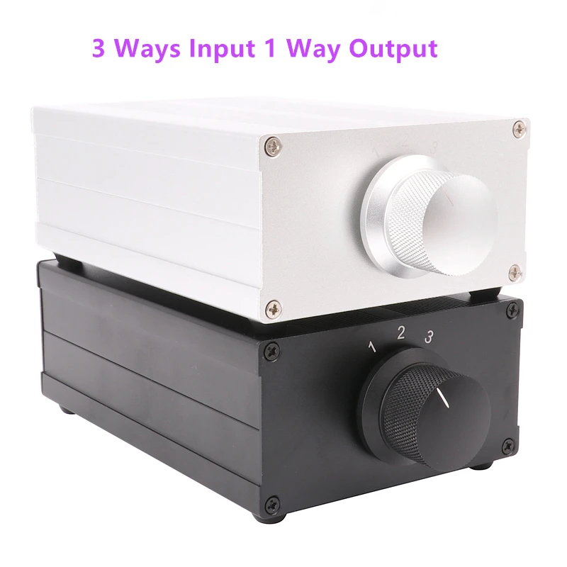 EIZZ Switch Vollaluminium-Gehäuse 3-Wege-Eingang 1-Wege-Ausgang RCA Audio-Signalquellen-Wahlschalter