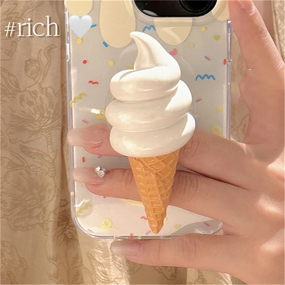 Cute 3D Ice Cream Folding Finger Ring Holder Phone Grip Tok Holder Socket Pocket Support For IPhone Expanding Stand Support