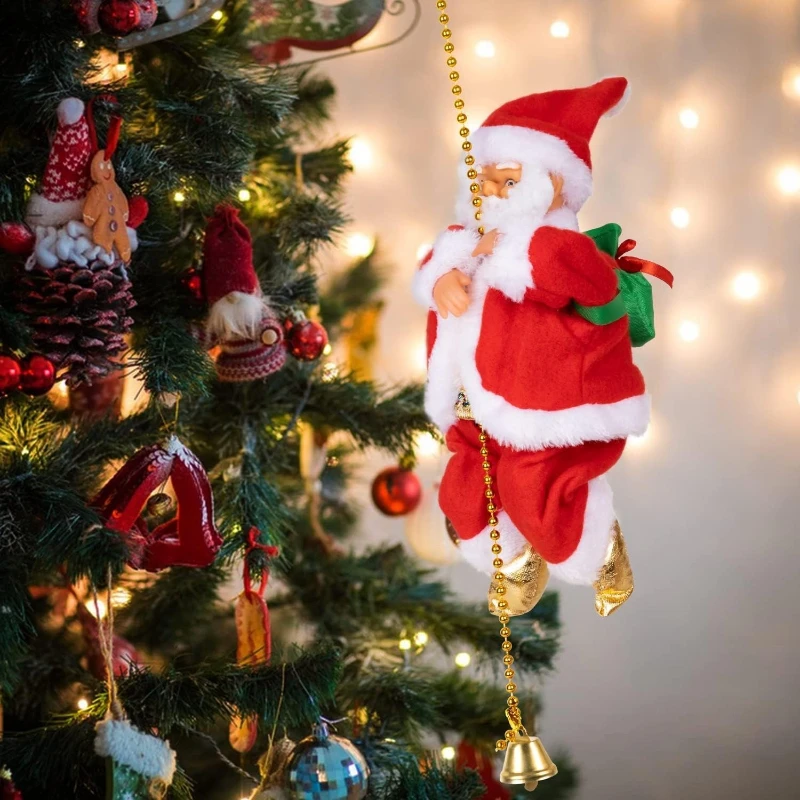 Santa Claus Electric Climbing Bead Chain Battery Driven Christmas Mobile Indoor and Outdoor Christmas Tree Hanging Accessories