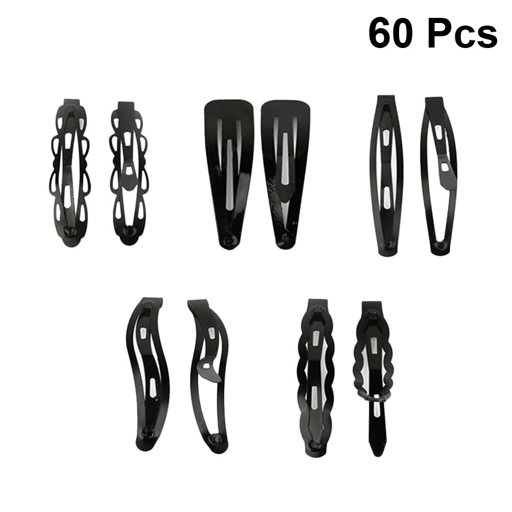 60pcs Simple Metal Hair Clips S Shape Round Pea Shape Hair Barrettes for Girls metal hairpin simple hair clips