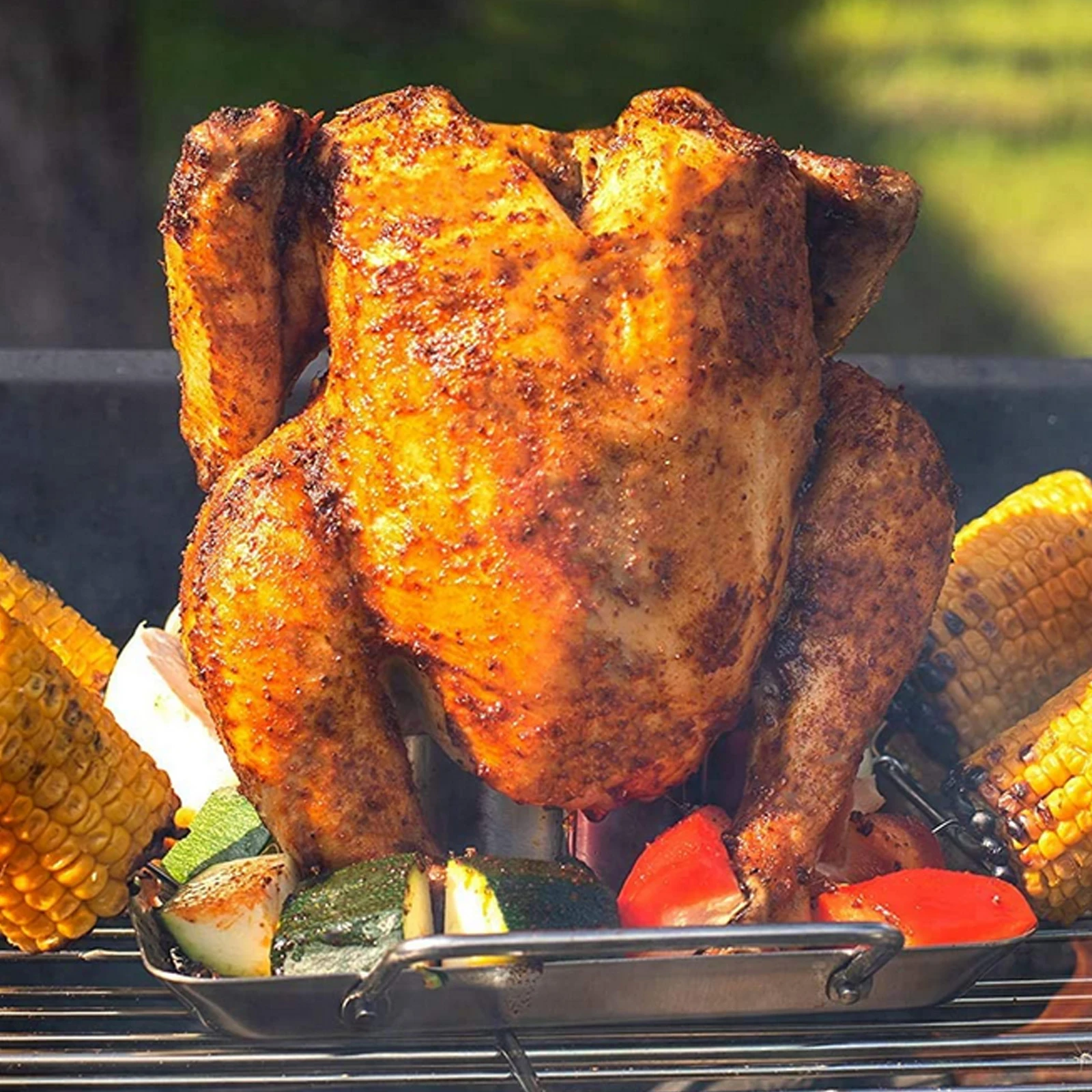 

1pc Stainless Steel Chicken Roaster Plate Durable Barbecue Rack Easy Assemble Disassemble Great Camping BBQ Picnic Grill Tools