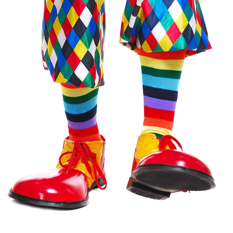 Colorful Rainbow Striped Socks Over The Knee Clown Striped Costume High Stockings For Halloween Cosplay Circus Parties