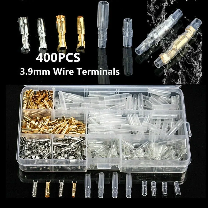 360PCS Bullet 3.9MMHook Switch Insert Sheath4.0MMBullet Cold Compression Wiring Terminal Connector