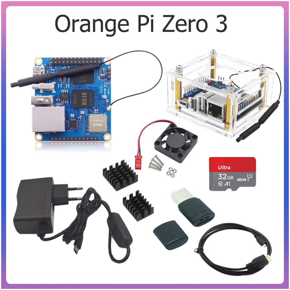 

Orange Pi Zero 3 Allwinner H618 WiFi5 + BT 5.0 1 2 4 GB RAM Optional Acrylic Case Fan Heatsink Power Supply for OPI Zero 3