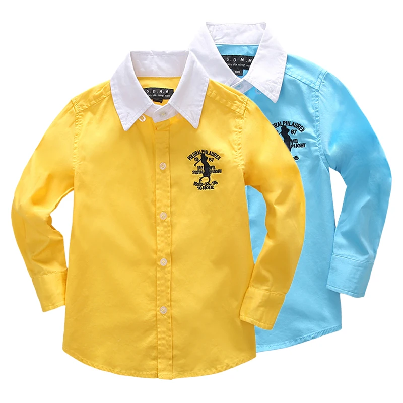

Boys Clothing Birthday party Kids shirt school uniform shirts Autumn Long Sleeve embroidery Little Horse pattern Children Tops