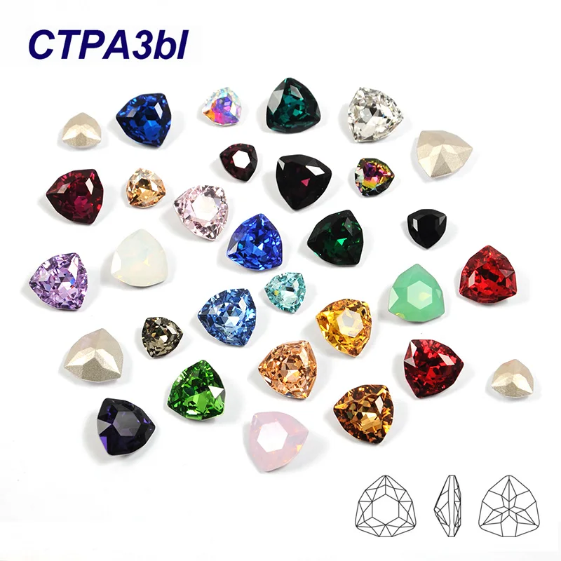 

Wholesale Trilliant Pointed Back Crystal Rhinestones Colorful Glitter Fancy Strass for Jewelry Dress Garment Crafts Materials