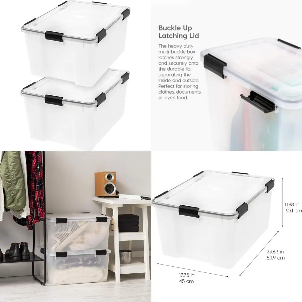 

Large Capacity Weatherproof Storage Containers Set of 2, BPA-Free, Leak-Proof with Stackable Design for Easy Organization