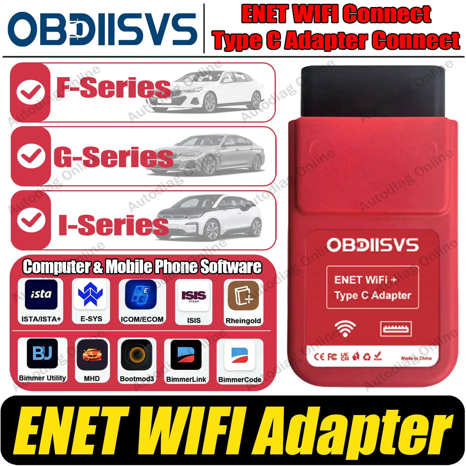 ENET WiFi Adapter For F/G/I/Mini Series Diagnostic DTC Fault Code ECU programming for MHD/BimmerCode/BimmerLink/MG Flash/Xdelete