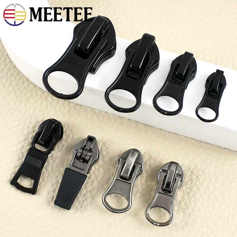 10-30Pcs Meetee 3# 5# 8#10# Reverse Zipper Sliders for Waterproof Nylon Zips Head Bags Tent Coat Invisible Zip Pull Accessories