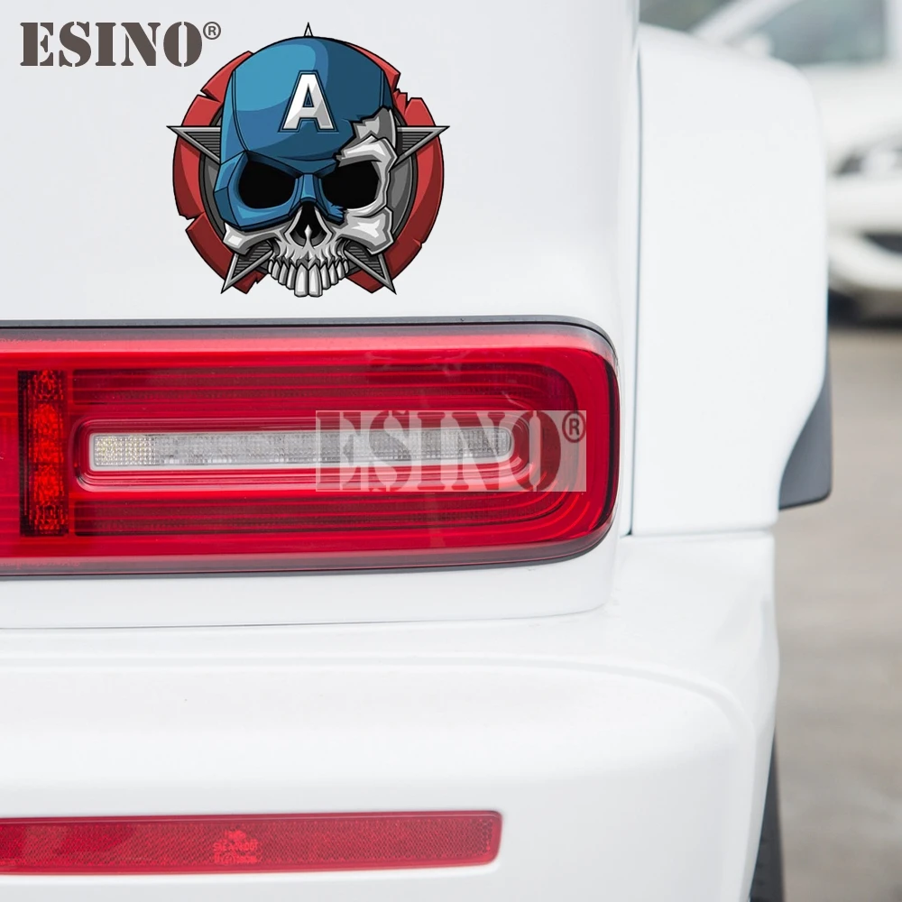 Cool Captain Skull Helmet Car Decal, Waterproof Vinyl Hero Graphic Sticker for Vehicle Bumper, Rear Window, Truck & Laptop