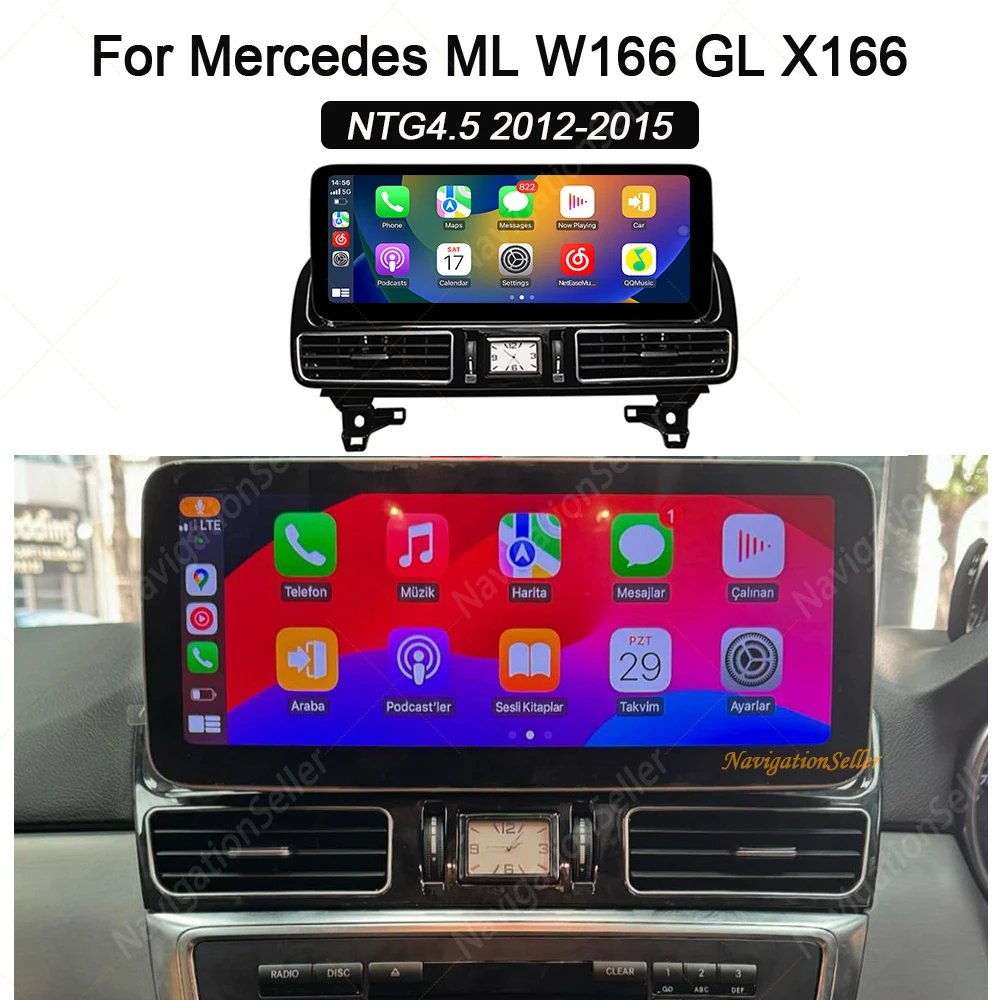 

12.3 For Android Mercedes ML350 GL W166 X166 Carplay Upgrade Android Auto Head Unit Car Multimedia Navigation Screen Replacement