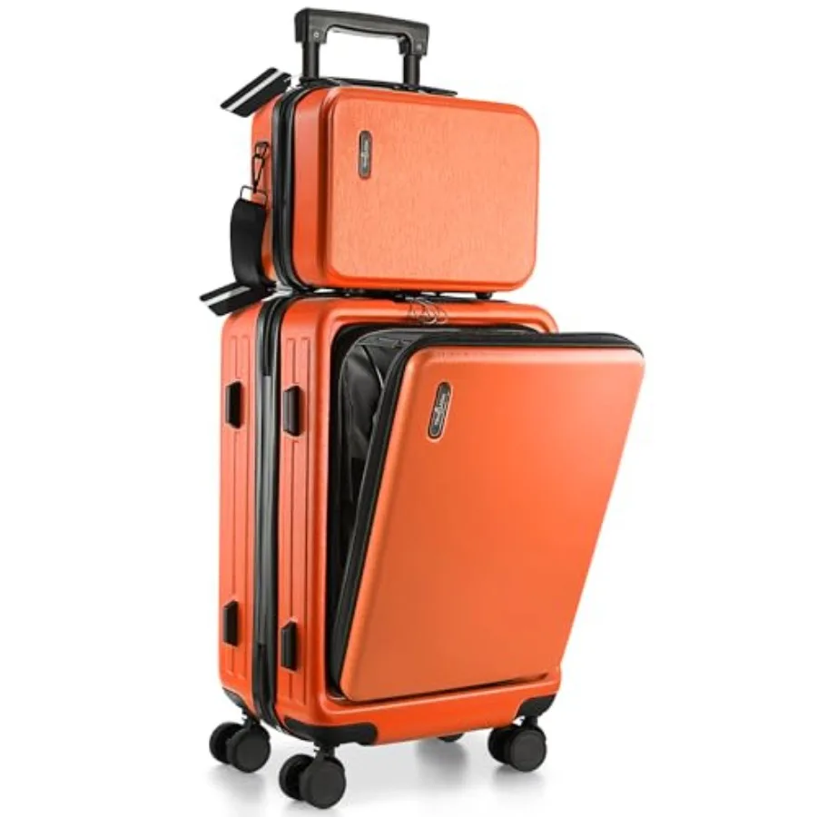 

20 Inch Carry On Luggage 22x14x9 Airline Approved Carry On Suitcase with Wheels Hard-shell Carry-on Luggage Durable Orange Smal
