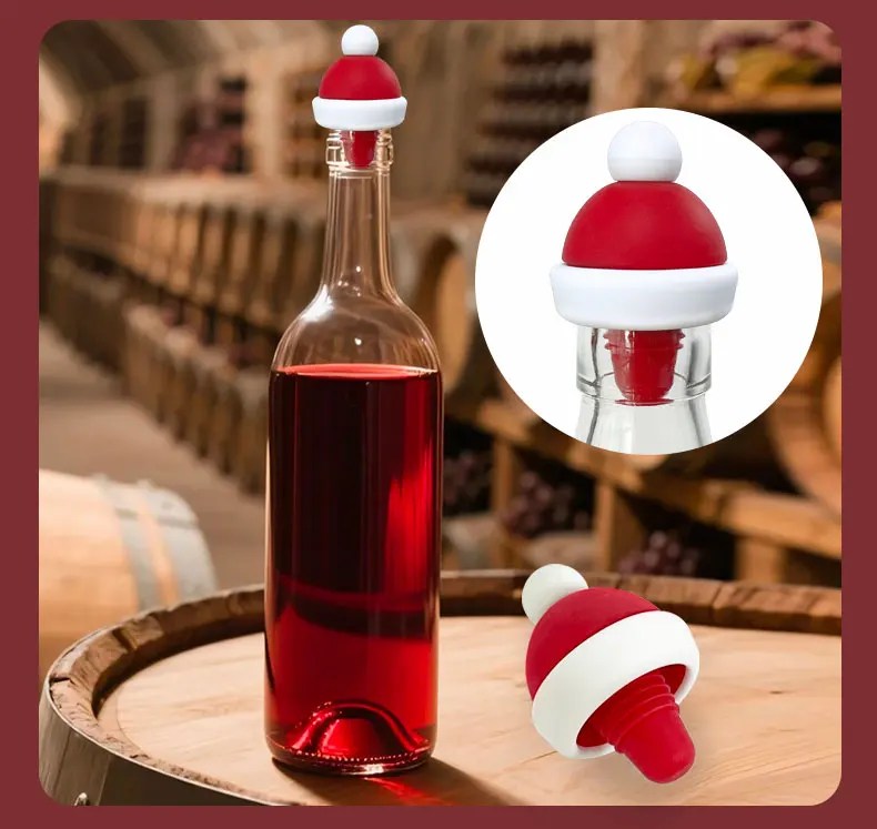

2 упаковки рождественской тематической пробки для вина, мягкая силиконовая пробка для бутылки вина, пробка с верхней ручкой для хранения вина, шампанского, свежего