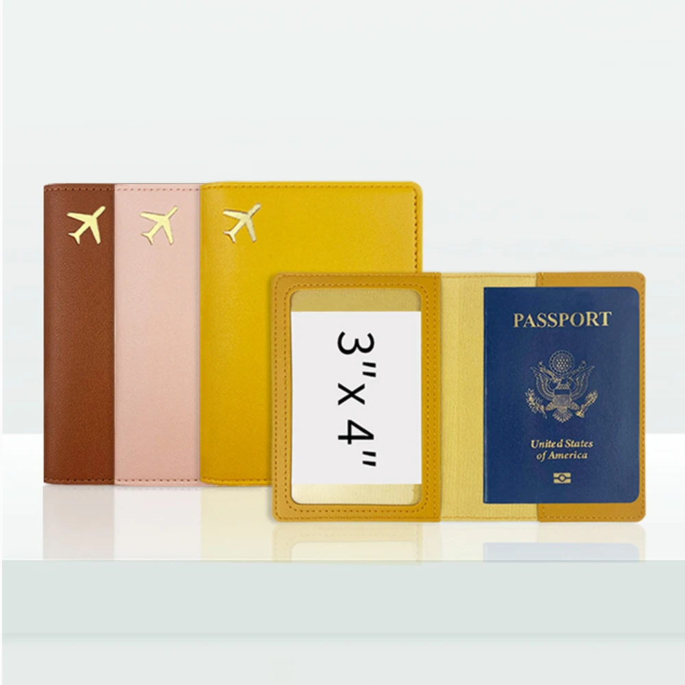 Personalize Initials Passport Holder Gold Airplane Travel Accessory Cover Custom Name Wedding  Gift Company Logo Passport Sleeve